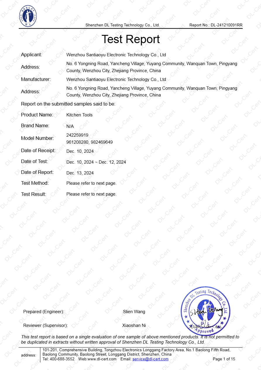 BPA test report