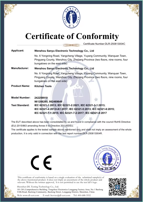 CE conformity certificate