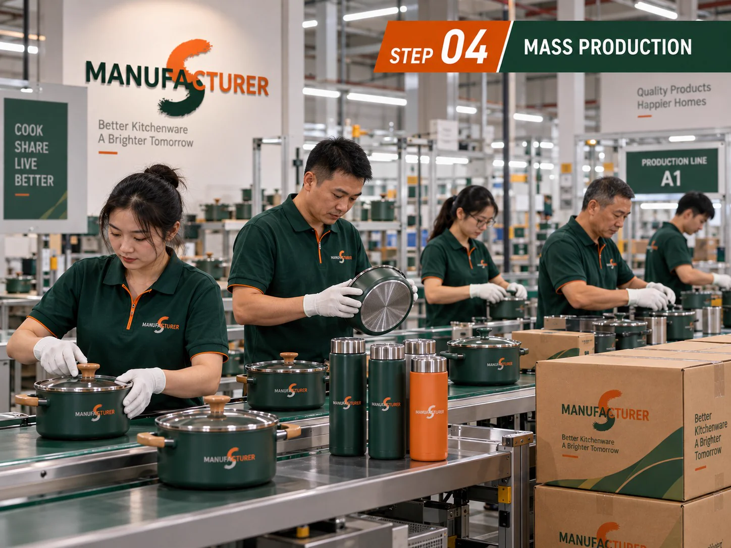 Kitchenware assembly and mass production