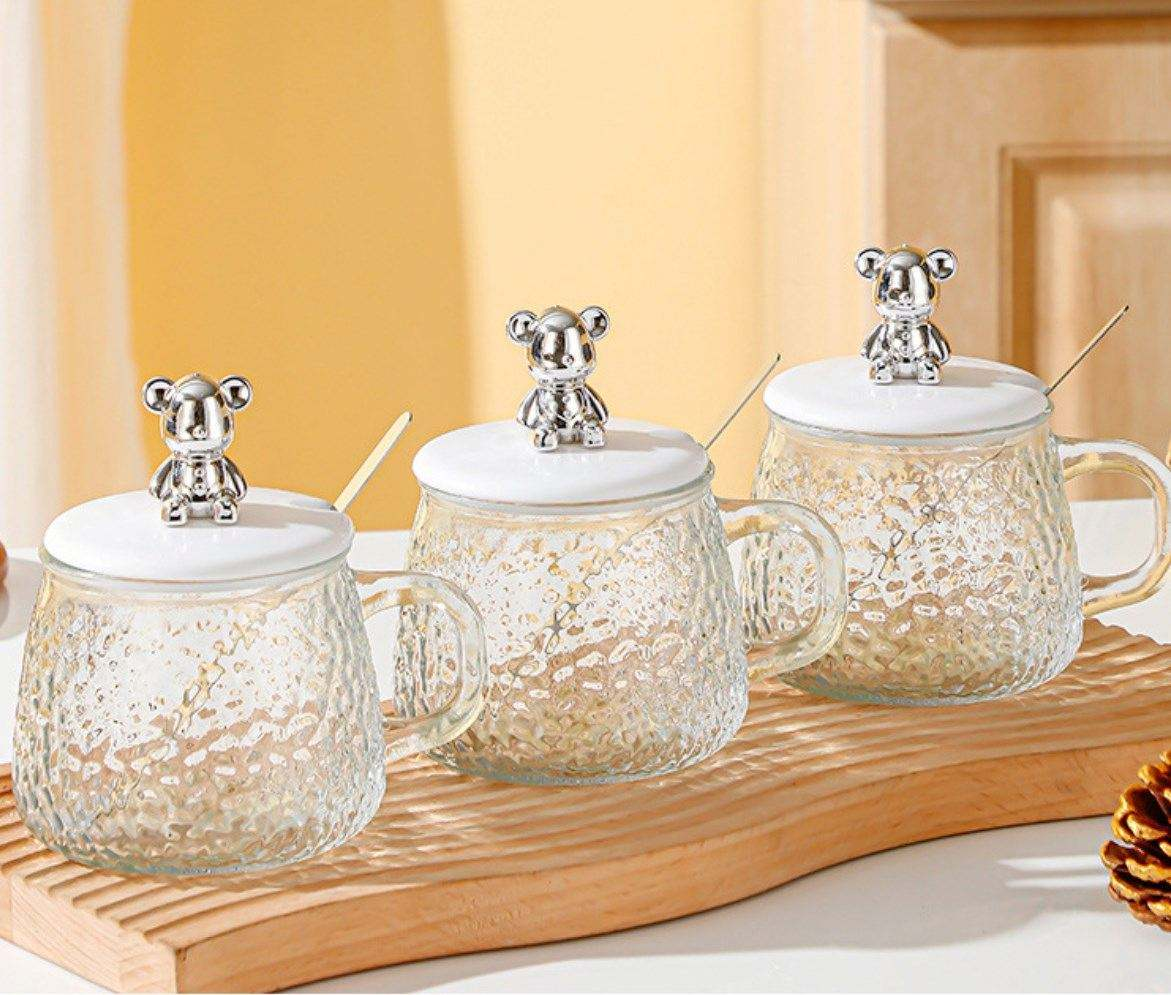 Bear Lid Glass Mug Set image 2