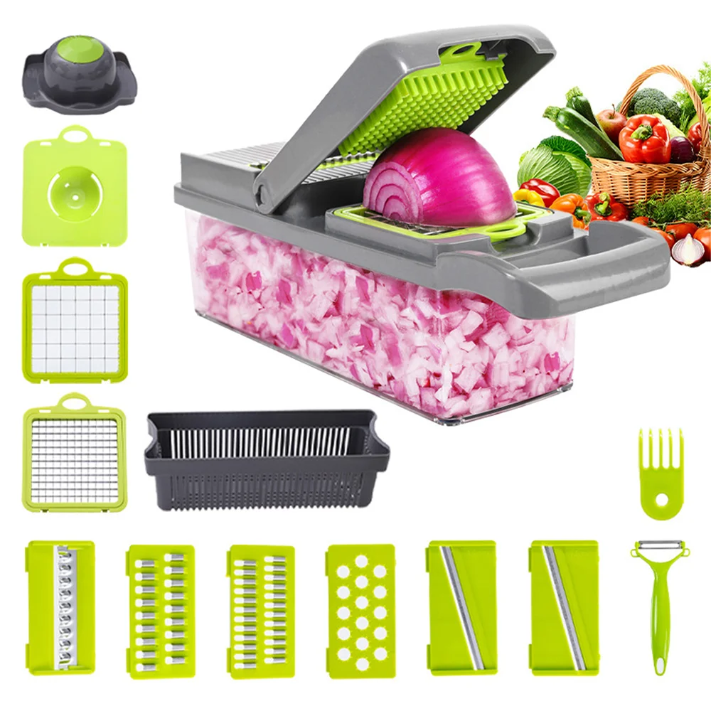 14-in-1 kitchen tool set with multiple cutting accessories